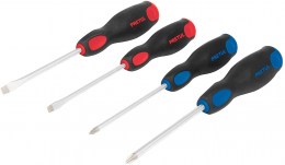 Juego de 4 desarmadores, mango bicolor, pretul